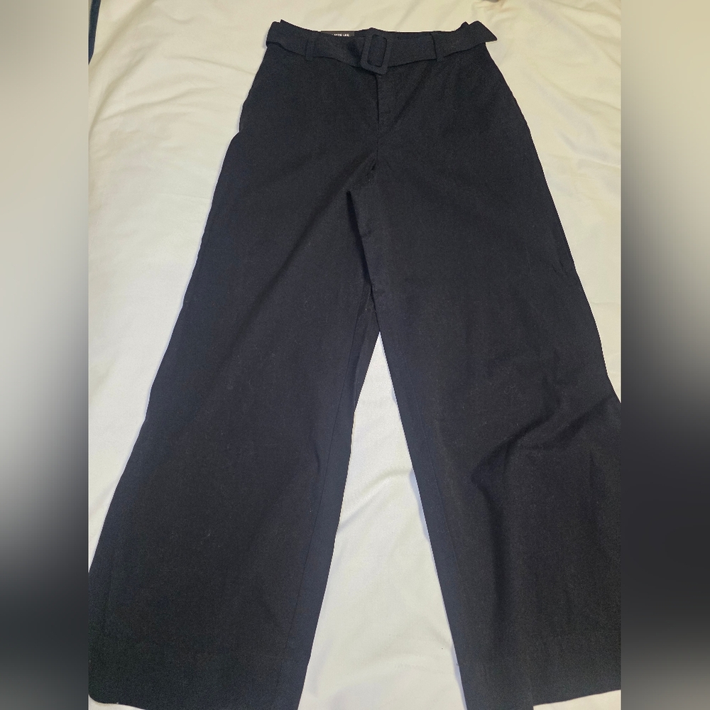 Who What Wear Wide Leg Belted Trousers Chino Pants- Size 8 Black NWT